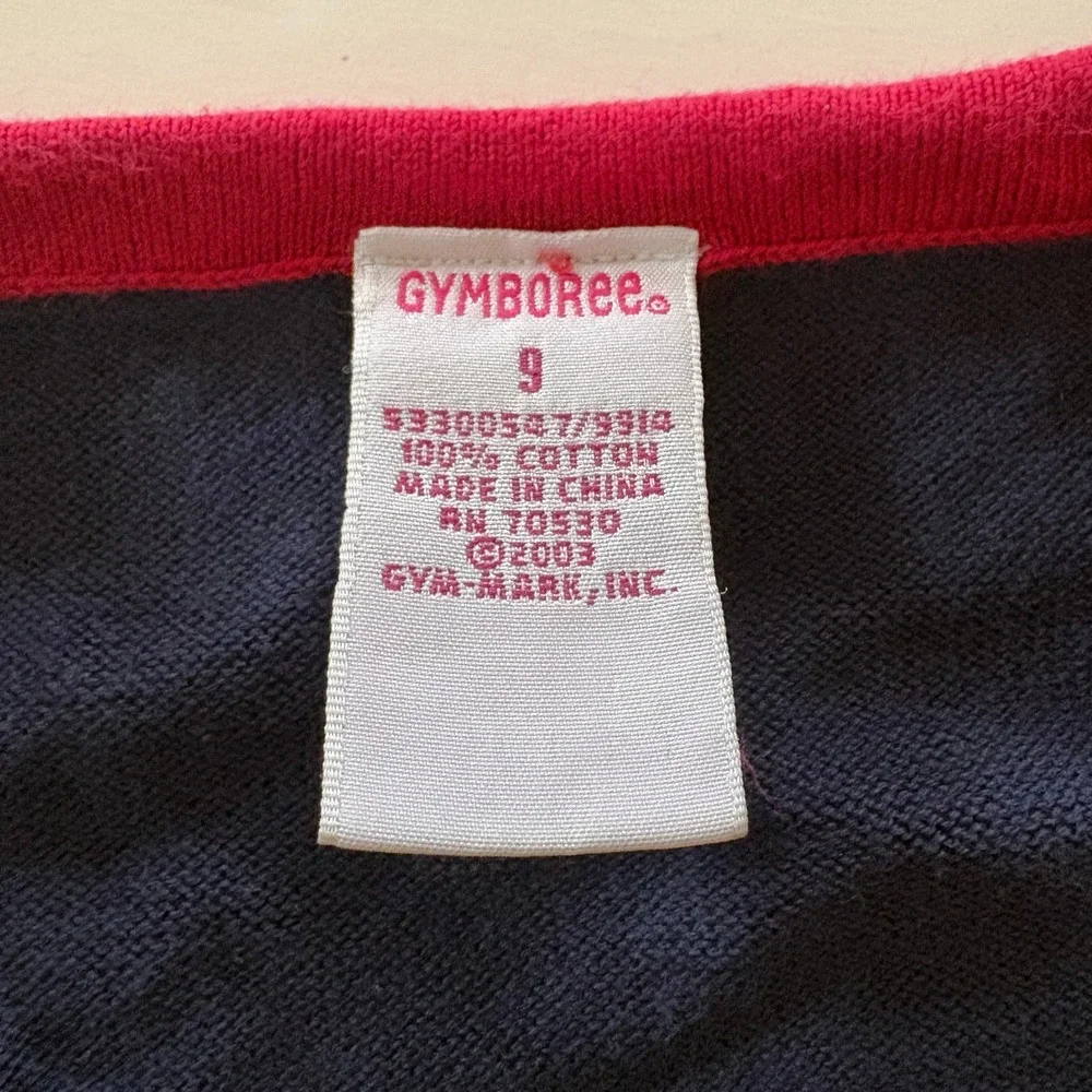 Vintage Gymboree 2003 Apple Caterpillar Sequin Knit Tank Top Navy Red Size 9